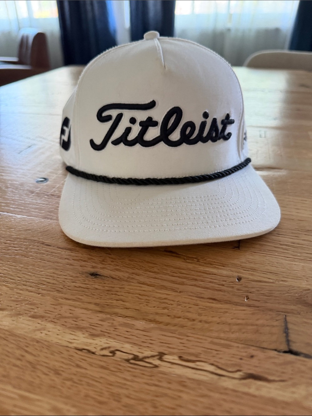 Titleist White Cap with Black Embroidery and Rope